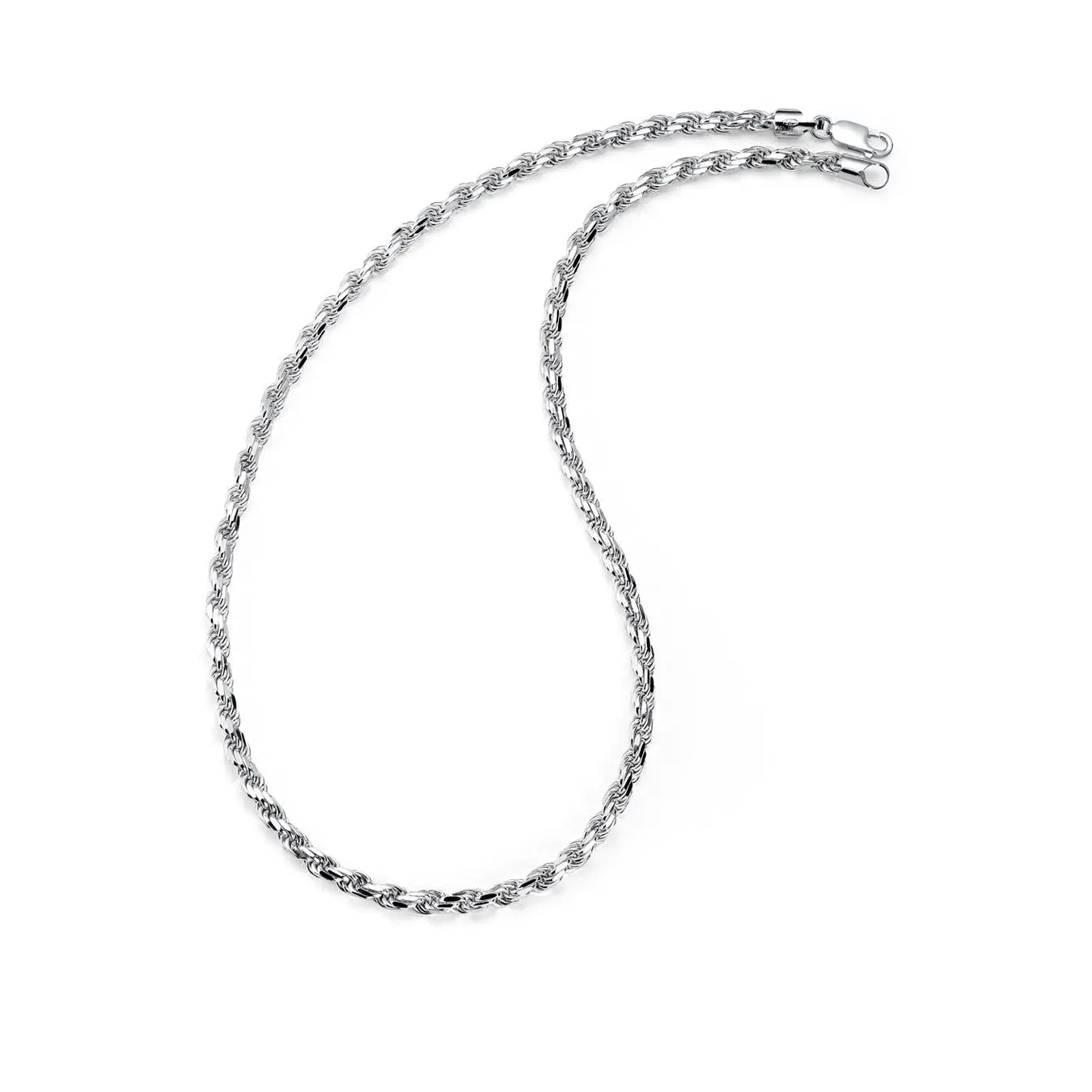 Men's 5.5MM Diamond-Cut Italian Rope Chain Sterling Silver 925 Necklace