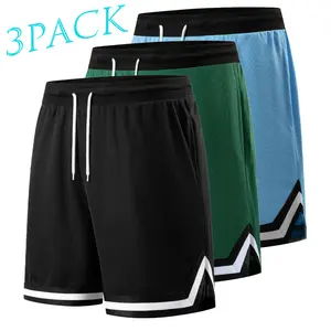 Men’s Mesh Basketball Shorts, 3-Pack — Quick-Dry Summer Sports Bermuda Shorts, American Retro Training/Fitness