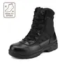 NORTIV 8 Men's Steel Toe Safety Work Boots Boy Closed Footwear Comfort Bota Insole Design Walking Shoes Black Leather Worker