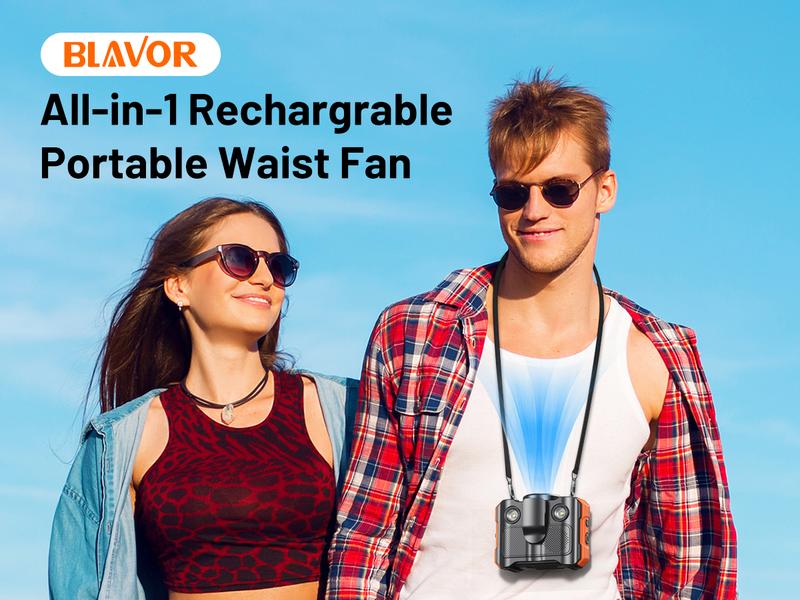 BLAVOR Bluetooth Waist Speaker, Bluetooth Speaker with HD Sound With Portable Fan , 16000RPM Strong Airflow Fan with up to 40H of Working Time, Personal Cool Clip Fans Under Shirt Belt for Outdoor, Work, Camping