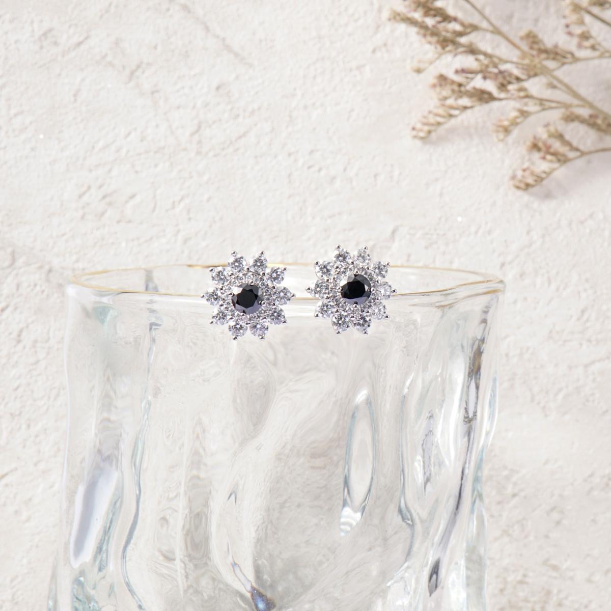 Delzzad Bling Flower Earring Jackets Synthetic Moissanite S925 Sterling Silver Earring Jackets for Studs Moissanite Jewelry Perfect Birthday Wedding Engagement Anniversary Christmas Gift(Jacket Only)