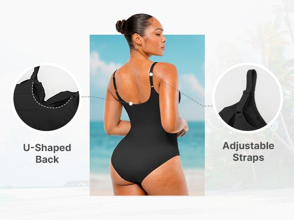 Shapellx Womens' Smart Sculpt Ribbed Cutout-Front Shaping Swimsuit