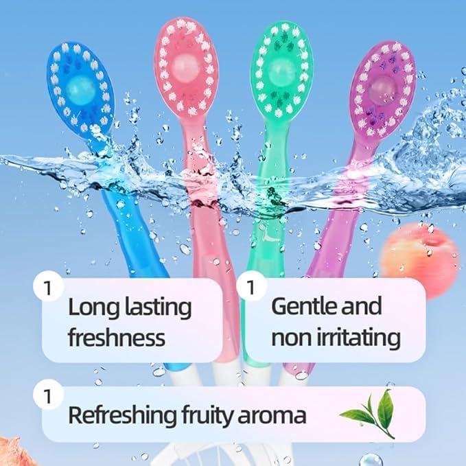 Mini Disposable Toothbrushes 5-in-1 Tool (Paste + Brush + Floss + Pick+Tongue Odor Remove) Individually Wrapped Disposable Prepasted Travel Toothbrushes Small Adult Toothbrush - (26 Packs)