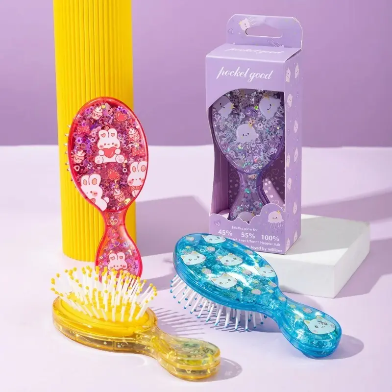 1PC Kawaii Little Bear Inflatable Massage Hair Comb, Mini Portable Cartoon Kids Hairbrush Lightweight Travel Scalp Massaging Comb For Children Daily Use