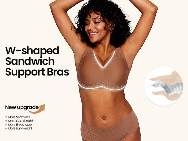 OEAK Wireless Bras for Women Deep V Seamless No Underwire Jelly Bra Full Coverage T Shirt Comfy Bralettes Everyday Bra