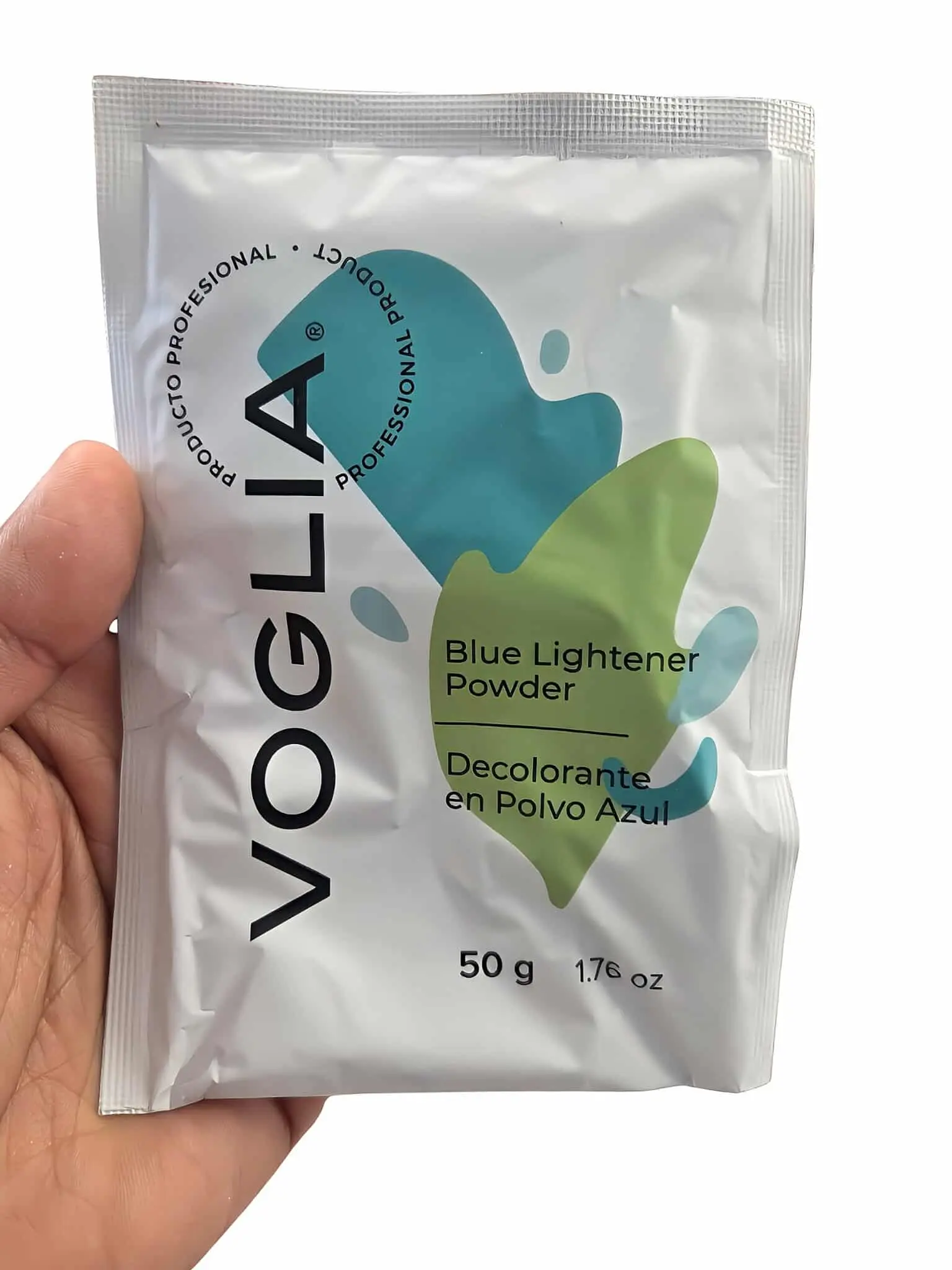 voglia Blue Lightener Powder to Bleach Hair, Professional Hair Care for Precise Discoloration and Youthful Looks, 1.76 oz, 50G, Compact Pouch, Salon Use, Color Bleach Decolorant, 24 Months, Haircare, Decolorant Hair