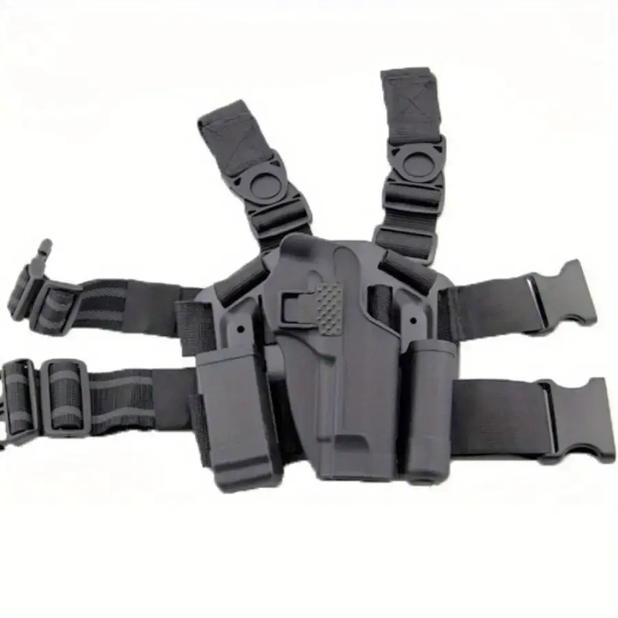 Tactical Right-Hand Gun Leg Holster - Paddle Thigh Belt Drop Holster with Magazine Bag, Flashlight Bag for 17,19,22,23,31,32 Pistols (Sports & Outdoor Accessory)