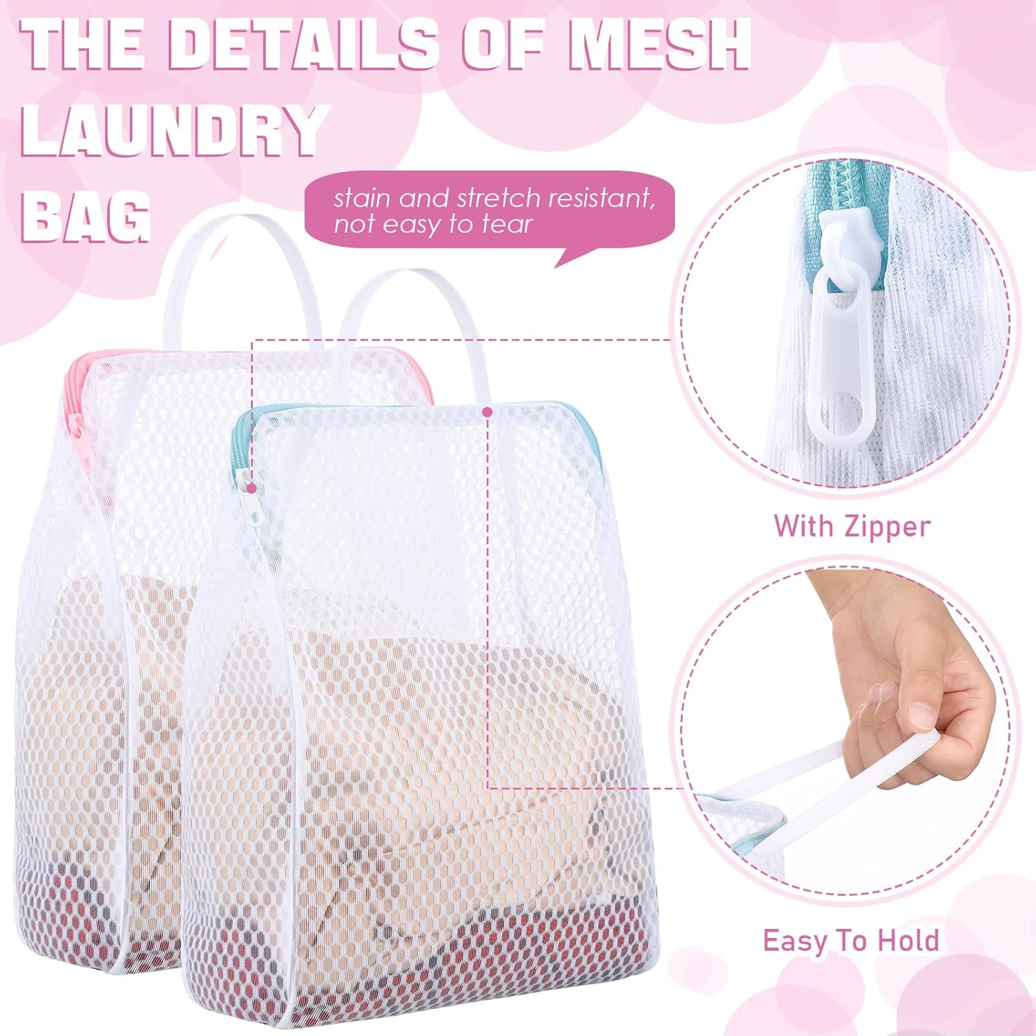 6PCS Extra Large Opening,for Washing Lingerie Wash Bag,Socks Bag for Washing Machine Delicate Laundry Bag,with Handle,Pink and Blue Honeycomb Mesh Laundry Bags,for Items Lingerie Travel Garment 6PCS Extra Large Opening,for Washing Lingerie Wash Bag,Socks Bag for Washing Machine Delicate Laundry Bag,with Handle,Pink and Blue Honeycomb Mesh Laundry Bags,for Items Lingerie Travel Garment