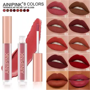 AINIPINK Triangular Velvet Lip Gloss Matte Shades for Every Skin Tone Long Lasting Waterproof Cruelty Free Lipstick Makeup