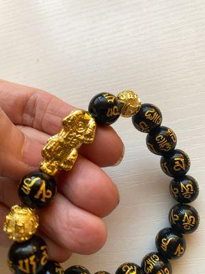 100% Authentic Obsidian feng shui bracelet 24k gold plated wealth bracelet 12mm