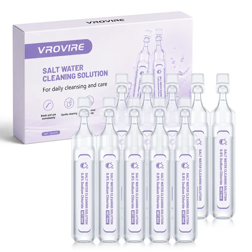 0.9% Isotonic Saline Solution | 10Pcs Sterile Single-Use Vials for Nasal, Skin & Airway Care