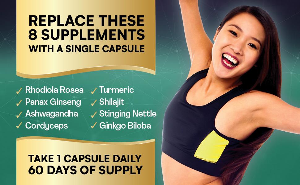 PARROX Rhodiola Rosea Multivitamin Supplement - Energy and Mental Focus Support - 8+ Extra Strength Ingredients - 60 Veggie Capsules - Made in USA