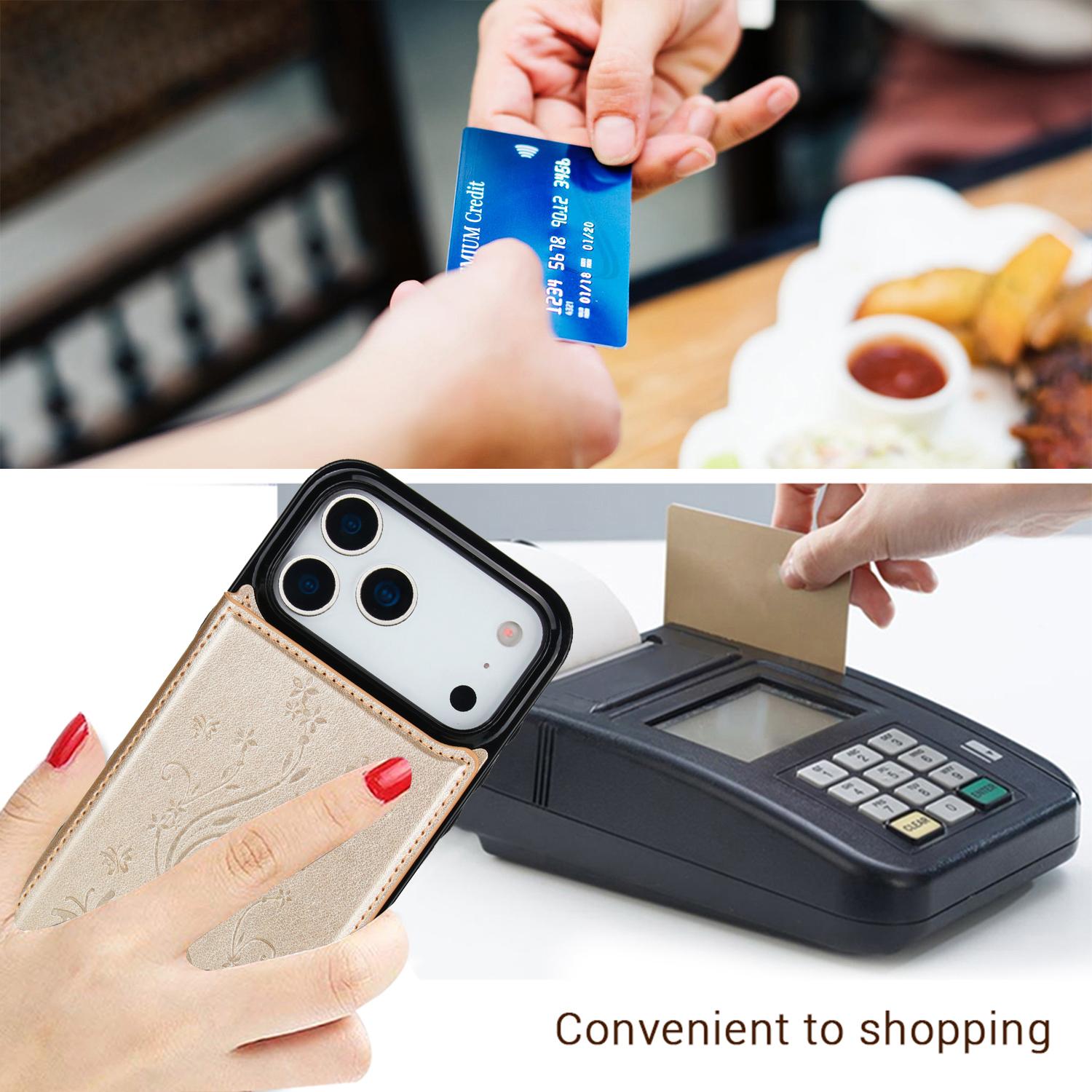 Case For iPhone 17 16 15 14 13 12 11 Pro Max Case Wallet with Card Holder, Embossed Butterfly Premium PU Leather Double Magnetic Buttons Flip Shockproof Protective Case Cover