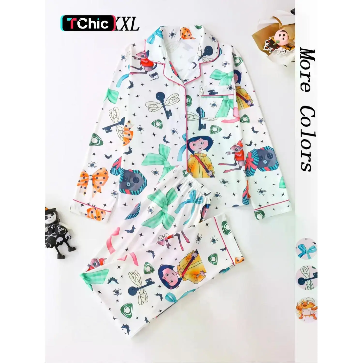 Women's Button Pajama, Casual Comfy Knit Print Long Sleeve Top & Pants PJ Set, Ladies Sleepwear for All Seasons, Loungewear, Pajamas Lounge Set