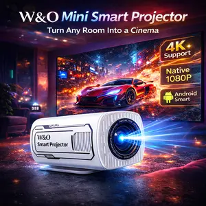 [FAST SHIPPING] W&O Projector 390ANSI with 5G WiFi 6 4K 1080P Decode Auto Keystone Correction Wireless BT5.4 130"Screen 1280*720P Android 11 Built-in Speaker, 180° Rotatable Mini Portable Home Cinema Outdoor Audio Black Friday Gift for bedroom movie night