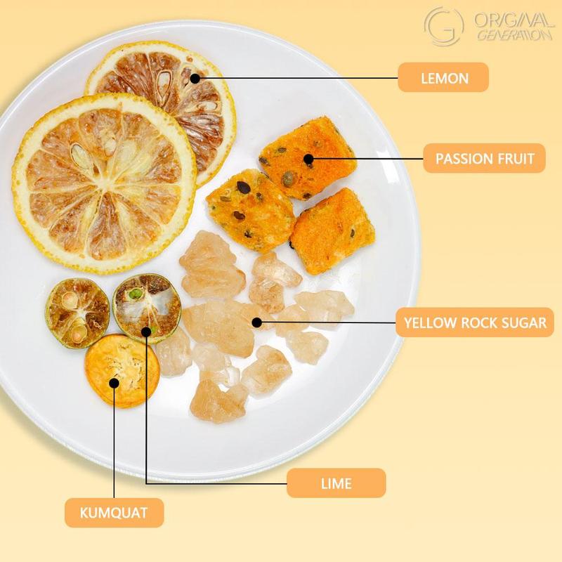 Live Special BOGO Quadruple VC Passion Fruit Cocktail Tea 2 Cartons (1carton 154g 22g×7packs)×2 Caffeine Free Lemon Kumquat Tea With Freeze Dried Lemon Passion Fruit And Kumquat