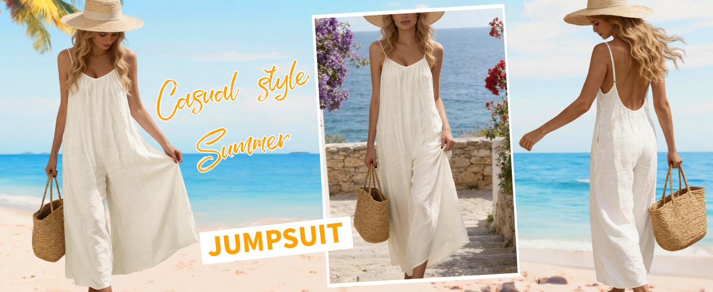 Tanming Women's Chic Sleeveless Spaghetti Strap Backless Tie-Back Long Wide-Leg Overalls Jumpsuits - Side Pockets, Casual Loungewear, Fashion Clothing, Stylish Wear, Women's Clothes, Rompers For Women Tanming Women's Chic Sleeveless Spaghetti Strap Backless Tie-Back Long Wide-Leg Overalls Jumpsuits - Side Pockets, Casual Loungewear, Fashion Clothing, Stylish Wear, Women's Clothes, Rompers For Women