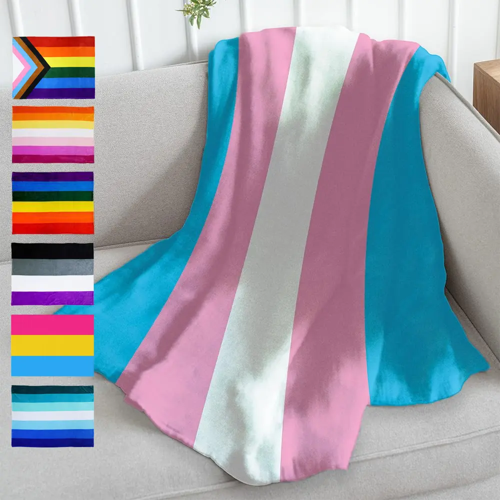 【LGBTQ+】Transgender Pride Super Soft Throw Blanket LGBT Bisexual Pansexual Asexual Male Nonbinary Genderfluid Lesbian Gay Straight Queer Ally Flag Throw Blanket for Bedroom, Living Room, Spring , Birthday Holidays, Adults & Decor, Gifts