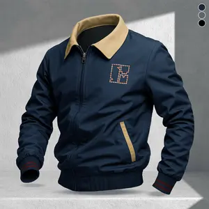 Men’s casual turn-down collar sports jacket — lightweight design, windproof and abrasion-resistant; suitable for daily commuting, leisure outings, trendy travel outfits; American vintage print lightweight jacket; versatile outerwear for spring and summer.