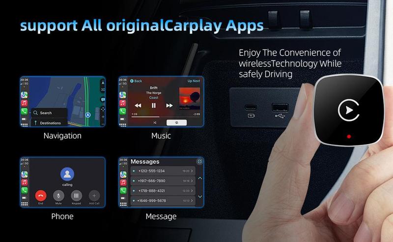 【YURNLV】New 2026 Wireless CarPlay Adapter, iPhone/Android Friendly, No Delay Connection & Hands-Free Calls