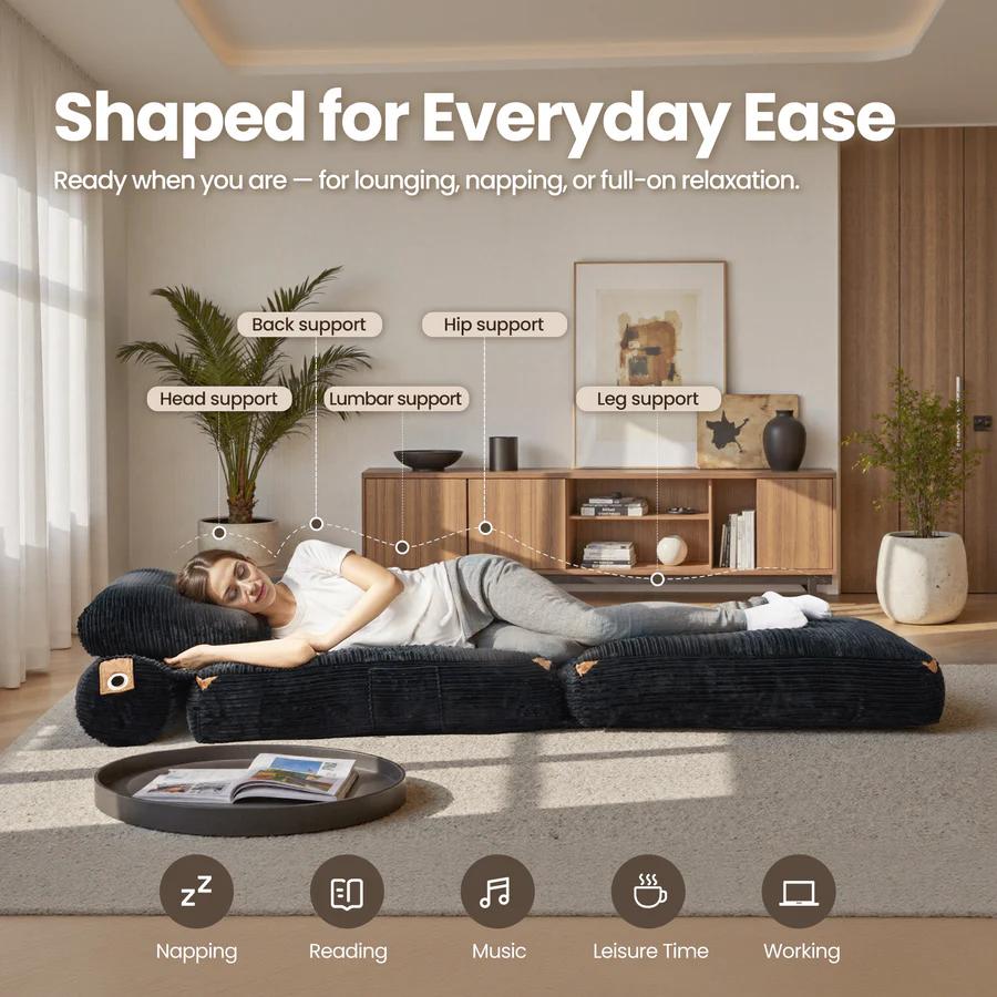 OOSWIFT 3 in 1 Convertible  Folding Sofa Bed, Convertible Sleeper Chair with Pillow Foldable Mattress with Back Support Upholstered Soft Couch