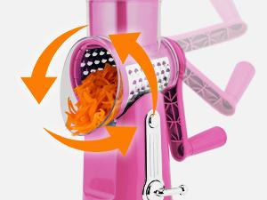 SUSTEAS Rotary Cheese Grater with 5 Replacement Blades, Strong Suction Cup Base, BPA Free, Compact Design for Easy Cleaning, Kitchen Utensils Pink Red SUSTEAS Rotary Cheese Grater with 5 Replacement Blades, Strong Suction Cup Base, BPA Free, Compact Design for Easy Cleaning, Kitchen Utensils Pink Red