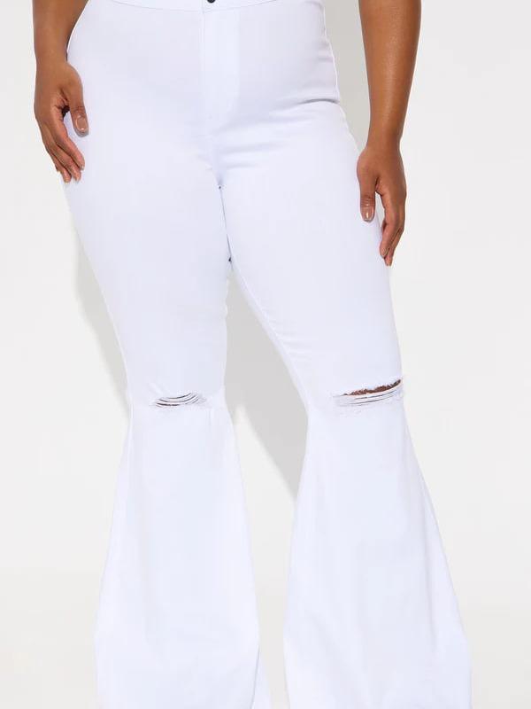 Mystery Solved Extreme Bell Bottom Jeans - White