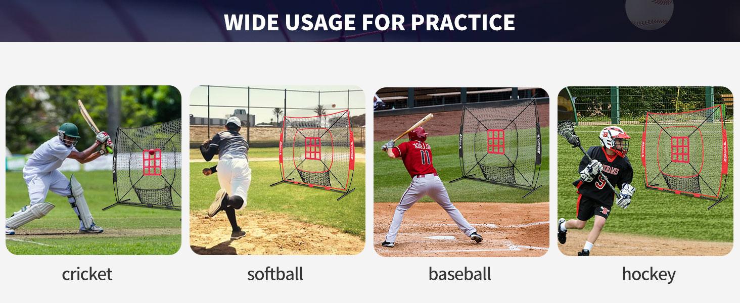 【SpringStatements】BAGAIL 7x7 ft Baseball & Softball Practice Net with Bow Frame for Batting, Hitting, Pitching, Portable Baseball Throwing Net with 2 Strike Zone Batting Tee, Carry Bag, Great for All Levels