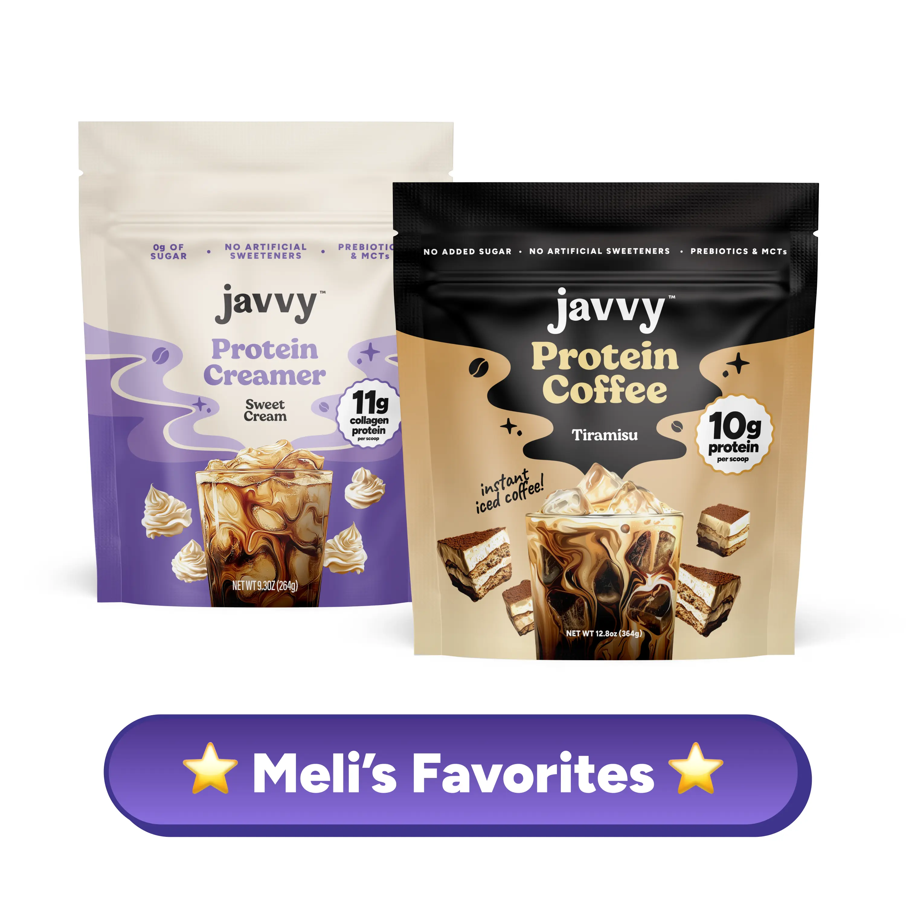 Javvy TikTok Exclusive Bundle - Meli's Favorites: Sweet Cream Tiramisu Duo Tiramisu Protein Coffee + Sweet Cream Protein Creamer