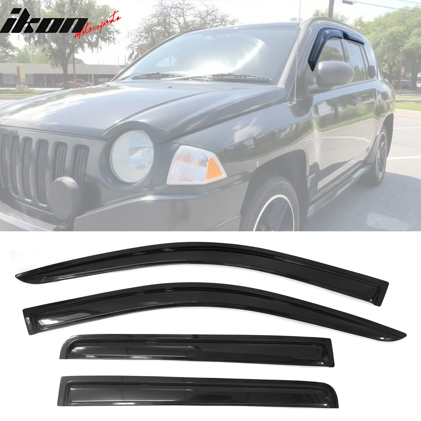 Side Visor Window Sun Vent Rain Guards for Jeep Compass 2007-2017 Acrylic