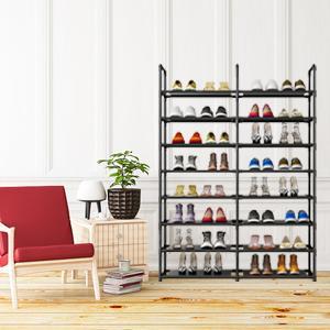 Shoe Rack Storage Organizer for Closet Entryway,8-Tier 32 Pairs Stackable Shoe Shelf with Side Hooks Black Free Standing Space Saving Shoe Tower for Hallway Bedroom Garage Dorm Cabinet Plastic Deals For You Days