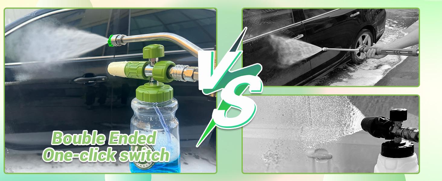 M MINGLE Foam Cannon for Pressure Washer with Dual-Connector Tool, Dual Lance Pressure Washer Wand for Adjustable Snow Foam, M22 and 1/4" Quick Connect, 5 Pressure Washer Nozzle Tips, ChristmasGift