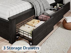 AMERLIFE Twin Daybed with Bookcase Headboard, USB-C Charging, RGB Lights & 3 Drawers, No Box Spring Needed, Farmhouse Wood Bed Frame for Teens, Dorms, Guest Room, Black/Best Gift Ideas/Christmas Gifts