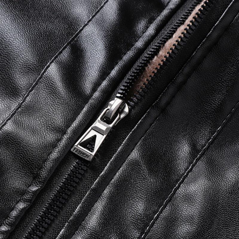 Men's Winter Casual Fleece Lined Warm PU Leather Motorcycle Jacket, versatile street style leather coat suitable for streetwear and everyday casual wear, an ideal gift for boyfriend or husband.