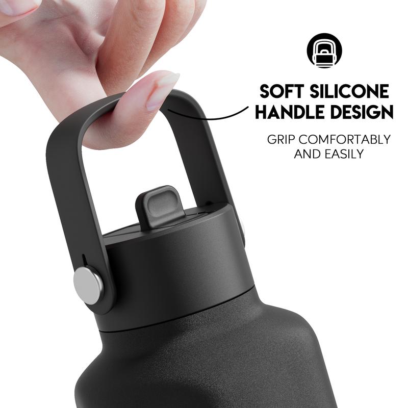 【Meoky 】24oz Hexagonal Stainless Steel Thermos Mug, Lightweight and Easy to carry, Soft Silicone Handle Design, Multifunctional Cup Lid, Non-slip and Leak-proof, Insulated For 8 Hours, Refrigerated For 24 hours,  office and travel,Valentine's Day gift