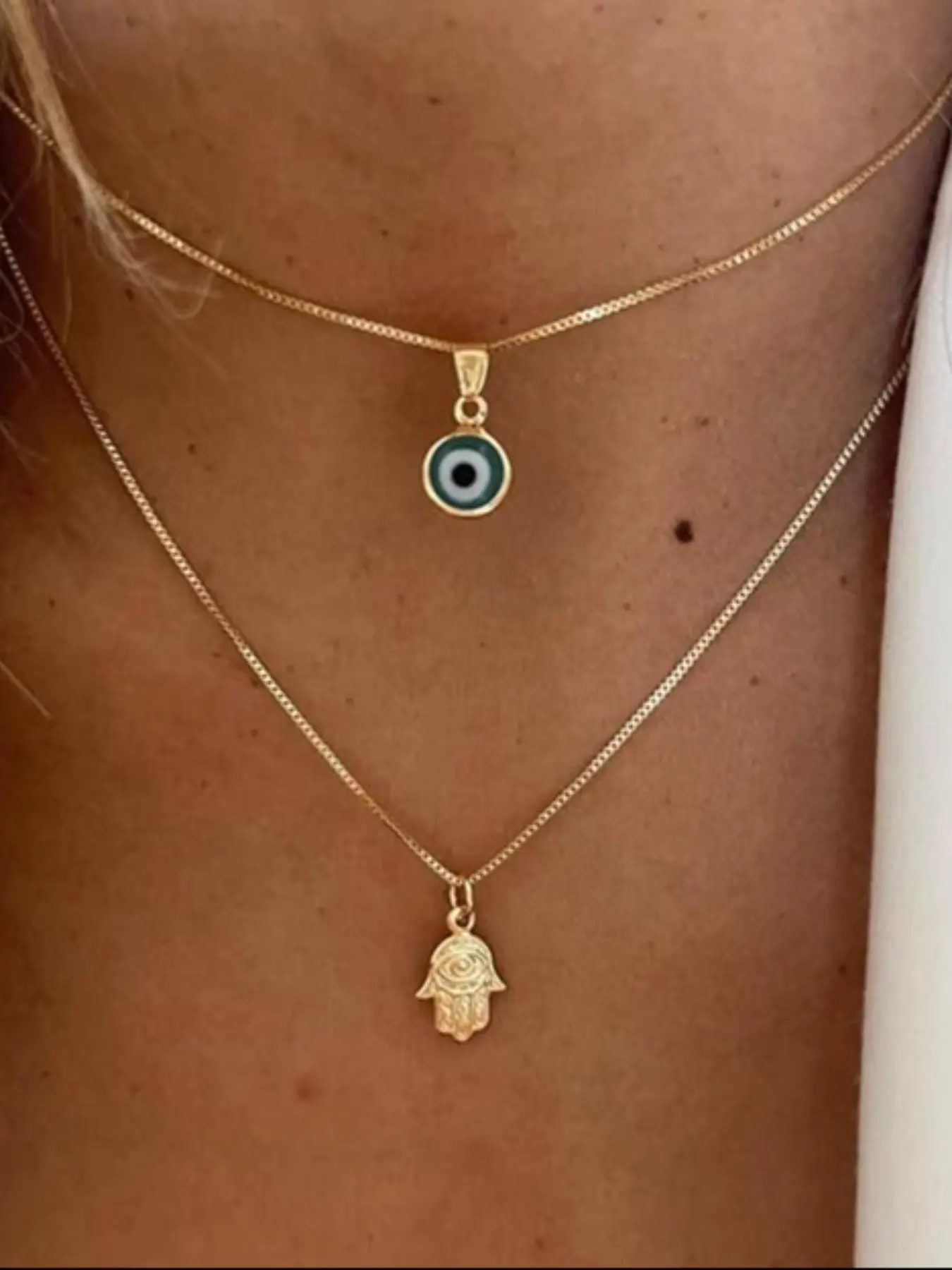 Double Layer Evil Eye Necklace, Daily Wear Necklace For Women, Blue White Cz Diamond Eye Pendant, Lucky Protection Jewelry, Necklace Gift, Double Layered Jewelry, Stainless Steel Material