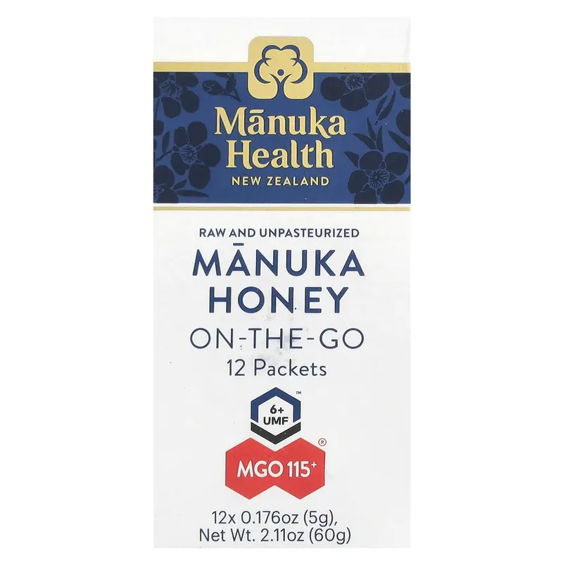 Manuka Health Manuka Honey On-The-Go, UMF 6+, MGO 115+, 12 Packets, 0.176 oz (5 g) Each
