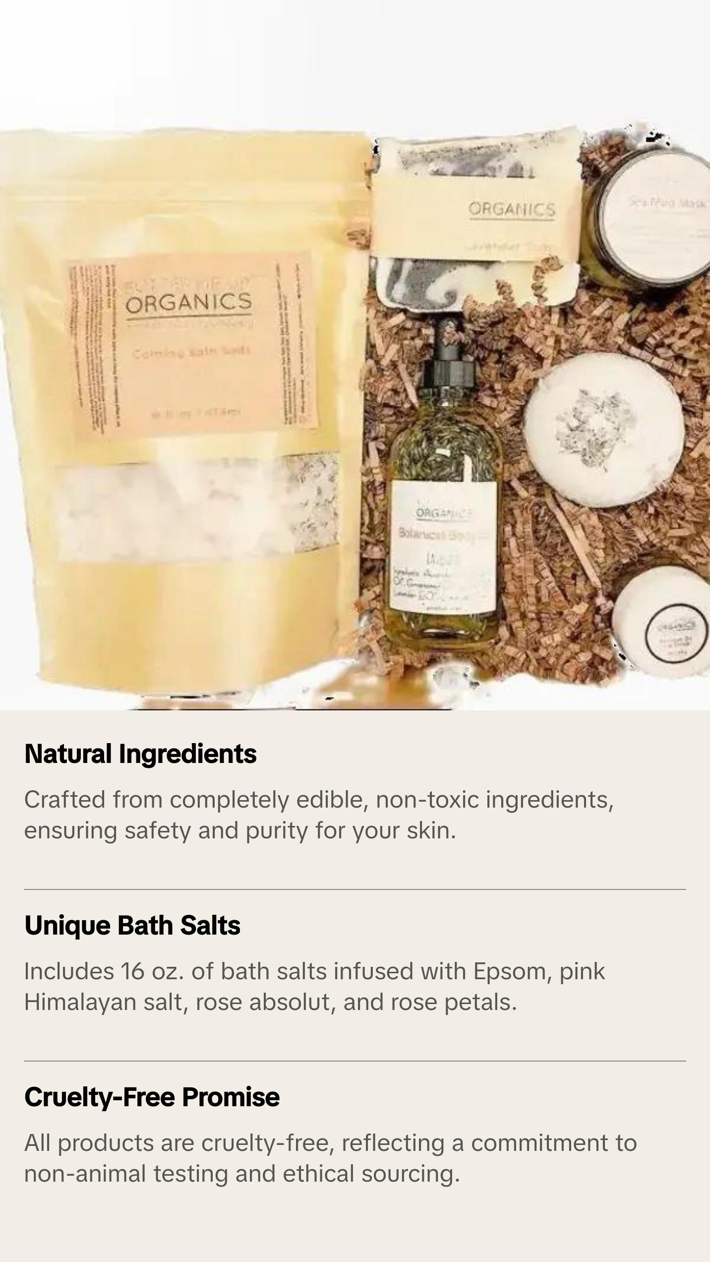 Organic Pamper Relaxation Kit / Spa Box / Bridesmaid's Gift / Bridesmaid's Present / Gifts for Bride / Gifts for Bridesmaids / Maid of Honor Fragrance Free Organic Silicone Free Hydrating