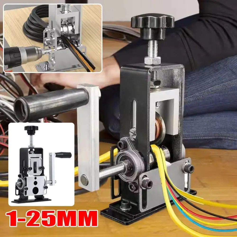 Heavy Duty Wire Stripping Machine Manual Hand Crank Operation for 1-25mm Wires Drill Powered Cable Stripper Tool Portable & Durable for Industrial Electrical Work Hand Tools Wirepliers