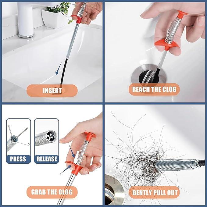 Ultra Flexible 78-inch Steel Wire Grab Claw Tool with 4 Mechanical Fingers for Hose Picking Assistance in Garbage Sinks Drainage Pipes & Toilets