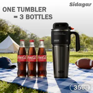 [Sidagar] One-Button Open Lid Portable Insulated Stainless Steel Water Bottle - 35oz Coffee Travel Mug & Coffee Cups, 24H Hot/Cold Leakproof, 316L Medical-Grade, Car-Fit, Mens Gifts & Ideal Gifts, Anti-Slip Handle Valentine's Day gift