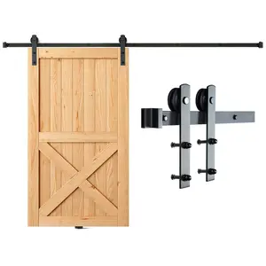 Sliding Barn Door Hardware Kit, 330LBS Loading Heavy Duty Barn Door Track Kit for Single Door, Fit 3.7-4.3FT Wide and 1.3"-1.8" Thick Door Panel, with Smooth & Silent Pulley