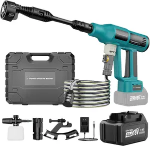 2025 Upgrade Cordless Pressure Washer, Portable Power Washer with 4.0Ah Battery & Charger, 700PSI Handheld Pressure Washer with 5M Hose, 4-Speed Setting, 6-in-1 Nozzle, Powered Cleaner for Car Floor