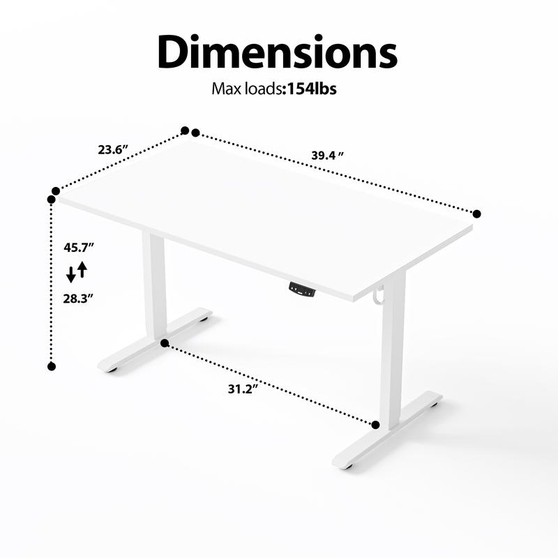 Agilestic 47.2 Inch Electric Height Adjustable Standing Desk, Ergonomic Home Office Desk with Memory Preset, Sit to Stand Computer Desk with Hooks