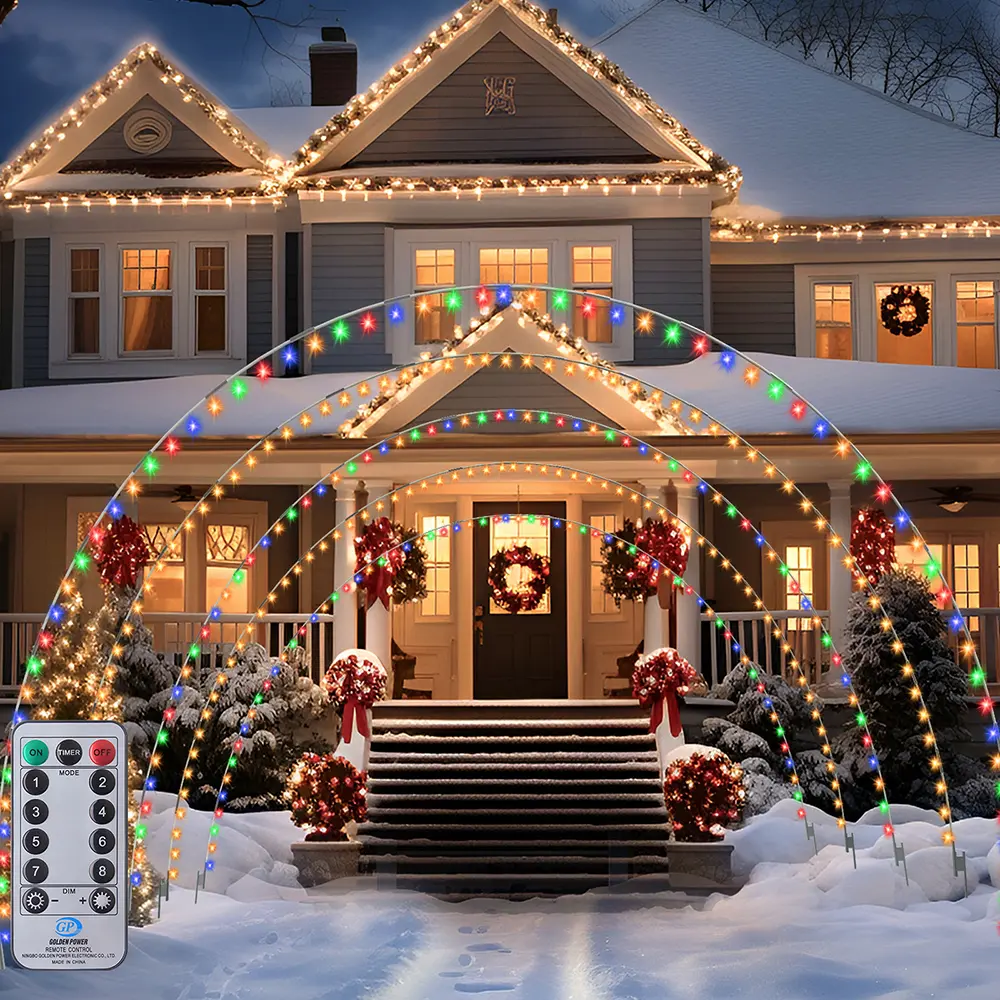 Brightown 3-Pack Christmas Archway Decor Kit, 24FT 300LED Outdoor Decorative Holiday Lights with 8 Modes, Easy Assembly, Customizable Reusable Multicolor Lighting Vibes, Outdoor Decorative Lights