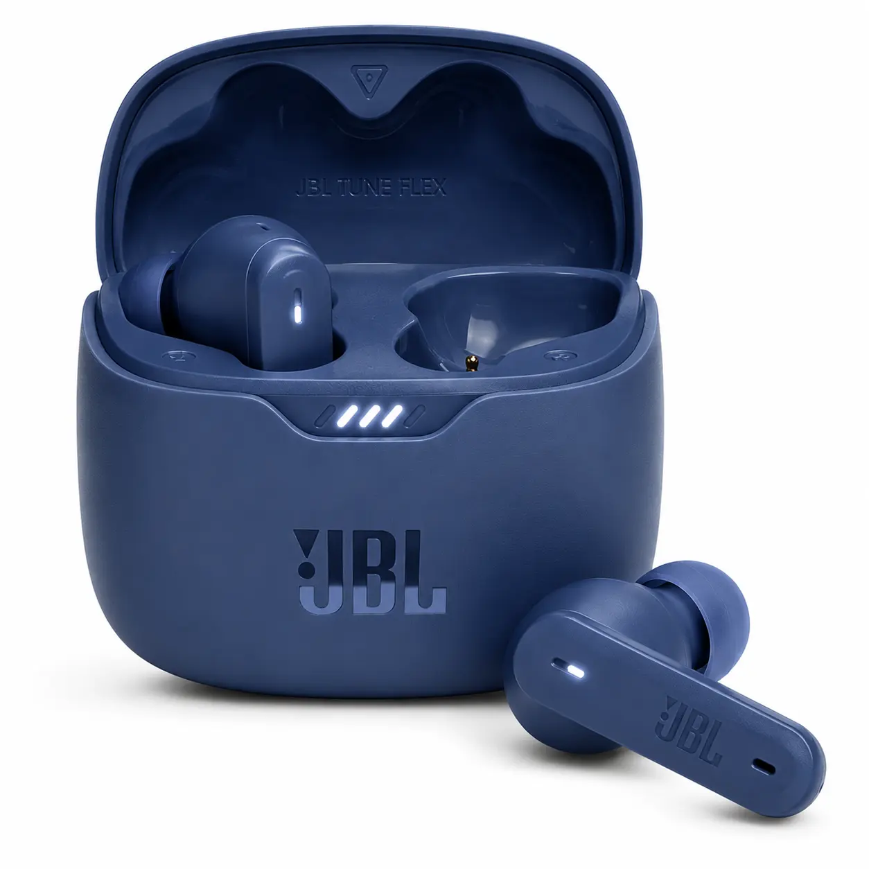JBL Tune Flex True Wireless Active Noise-Canceling Bluetooth Headphones - In-Ear Chargeable Earbuds for Adults, with App Support, Batteries, Charging Station, Water Resistant, Compatible with Tablets, Blue Audio Device