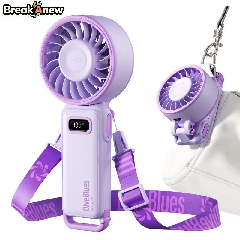 DiveBlues Rechargeable Portable Fan 15 Hours LED Display 100 Gear Speed Strong Airflow Handheld Fan For Travel Outdoor Activities Cimmuting Camping Beach Bedroom Indoor Office Desk Concerts Multifunctional Fans Lightweight Battery Powered Fan