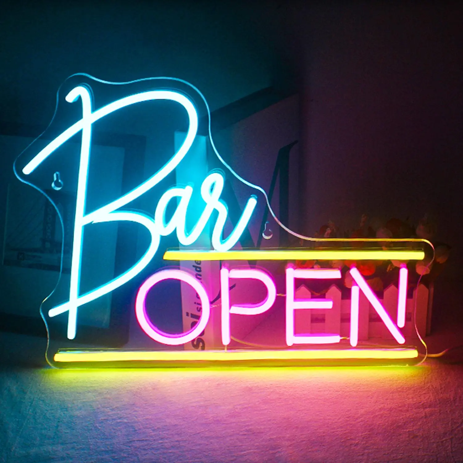 Open Letter Neon Sign, USB Plug Powered Neon Light, Personalized Letter Sign, LED Neon Light, Decorative Light for Shop, Decorative Ambiance Lighting, Home Decor Light, Ambient Decor Lighting