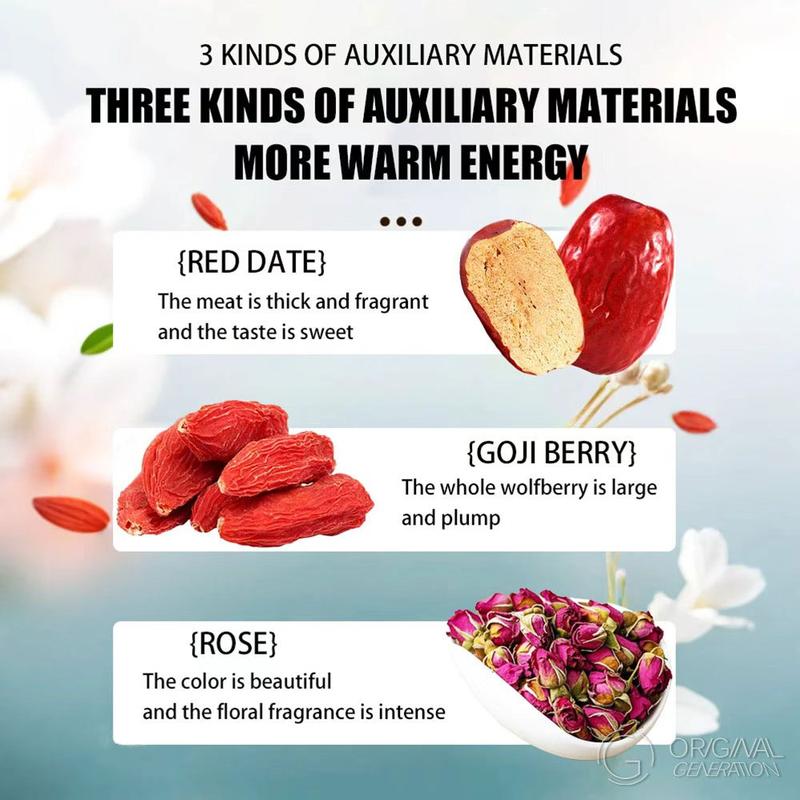 Rose Red Date Brown Sugar And Ginger Tea 7packs 119g(Brown Sugar And Ginger Tea 12g×7pcs）Rose And Red Date Tea (5g×7pcs）Caffeine Free With Red Date, Brown Sugar, Goji Berry, Rose, Bamboo And Ginger