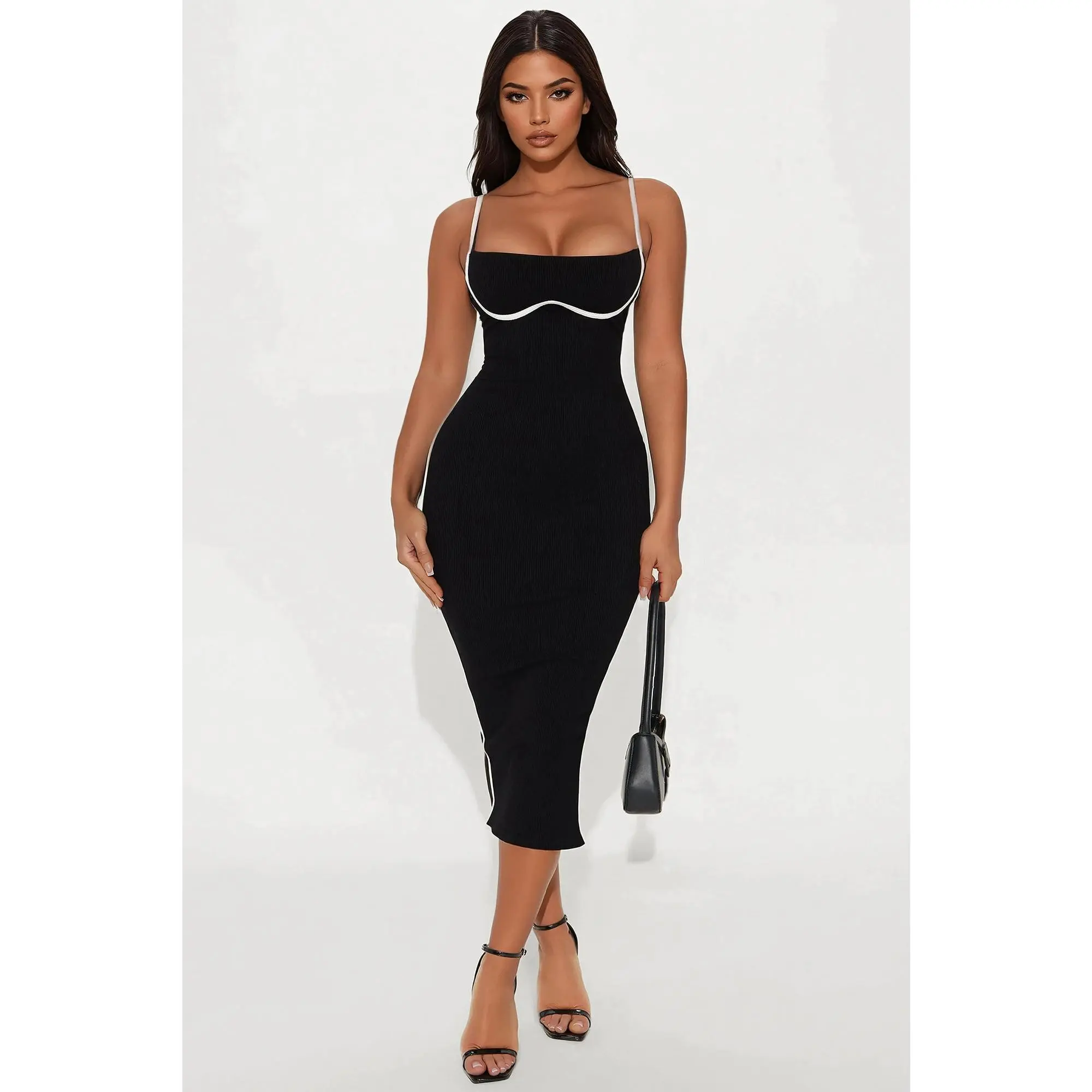 Drea Snatched Midi Dress - Black